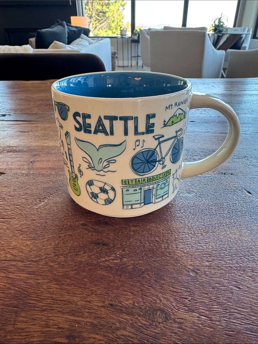 Starbucks Seattle Been There Series Mug - Blue Interior, Green Accents